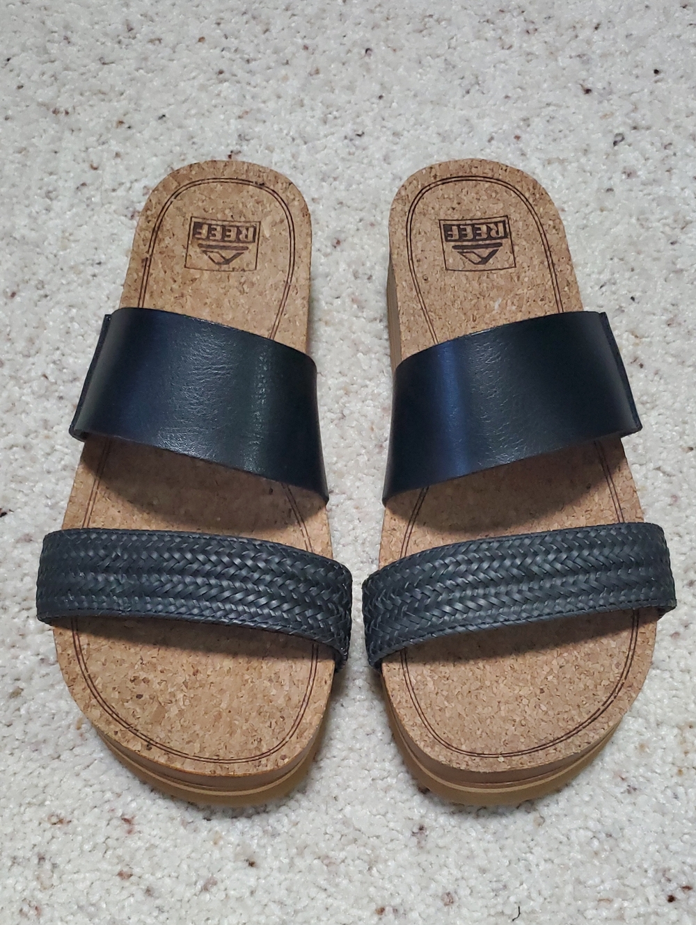 Reef Womens Black Double-Strap Cork